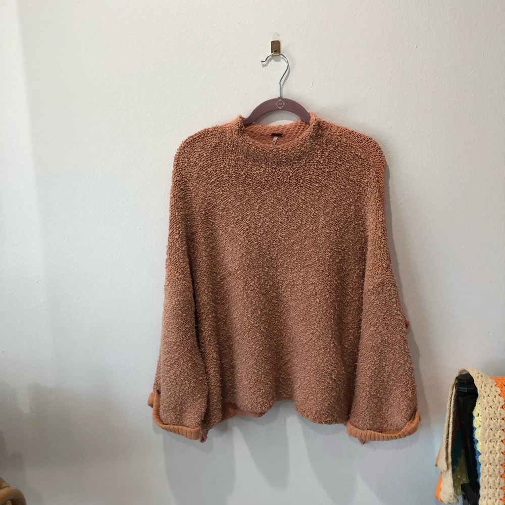 Free People Salmon Cuddle Up Cuffed Sweater